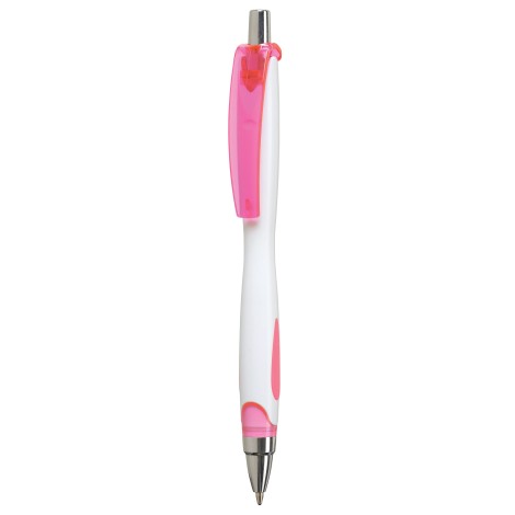 Stylo à bille avec clip transparent et corps blanc