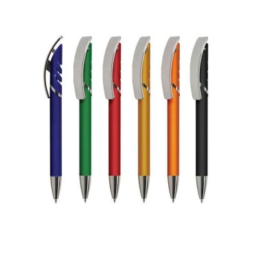 Stylo à bille coloré avec éléments chromés