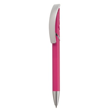 Stylo coloré avec éléments chromés et clip argent