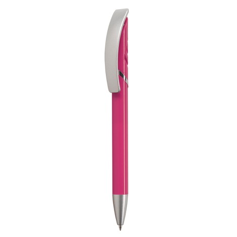 Stylo coloré avec éléments chromés et clip argent