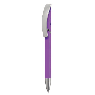 Stylo coloré avec éléments chromés et clip argent