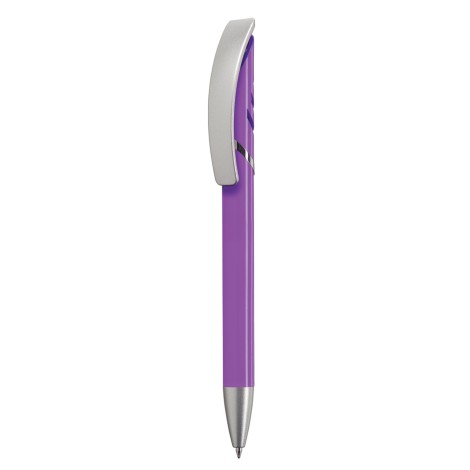 Stylo coloré avec éléments chromés et clip argent