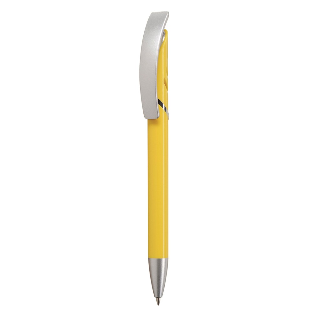 Stylo coloré avec éléments chromés et clip argent