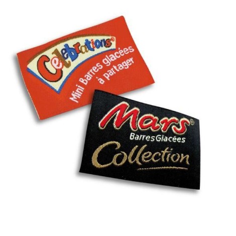 Ecusson tissé 75mm sur mesure publicitaire